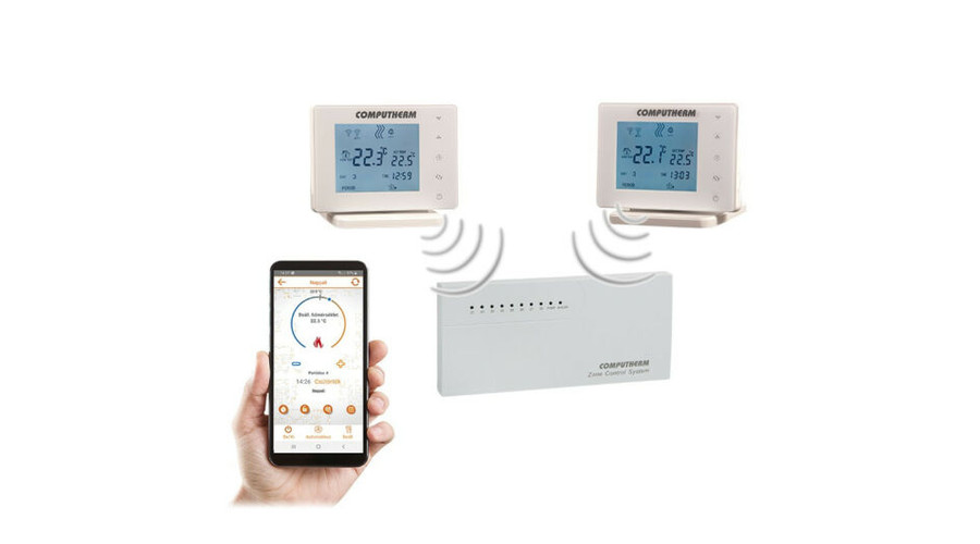 Image of COMPUTHERM E800RF multizónás Wi-Fi termosztát 2db vezeték nélküli érintőgombos vezérlőkkel