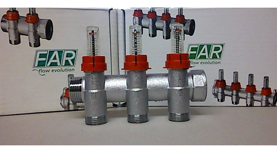 Image of FAR Áramlásmérős Osztó gyűjtő 3 körös, 1"-3/4"