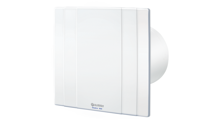 Image of Blauberg Quatro 100 H Zárt előlappal szerelt dekor ventilátor (fehér) Időkapcsolóval, Páraérzékelővel és Golyóscsapággyal