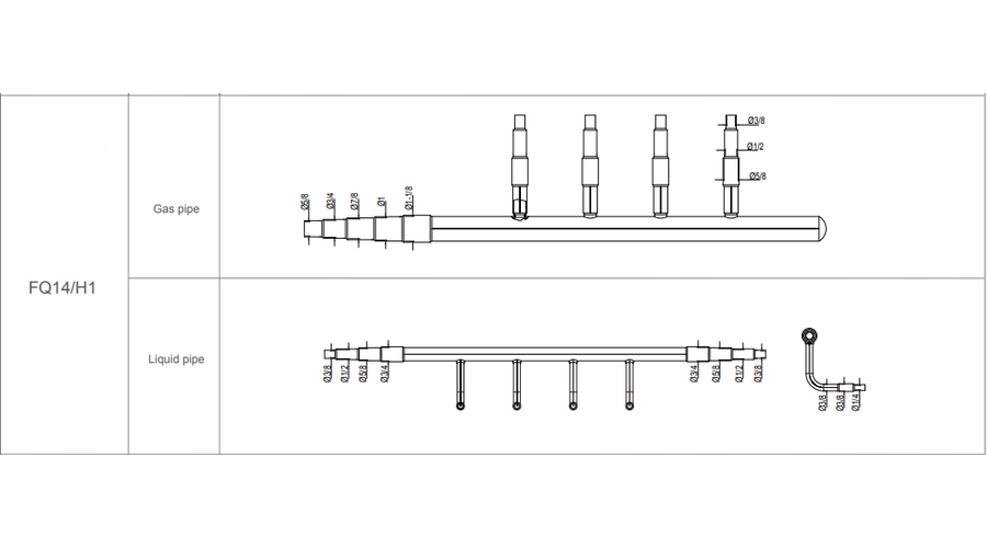 Image of Gree GMV5/6 Elágazóidompár 2 csöves rendszerhez FQ14/H1 (fésűs)