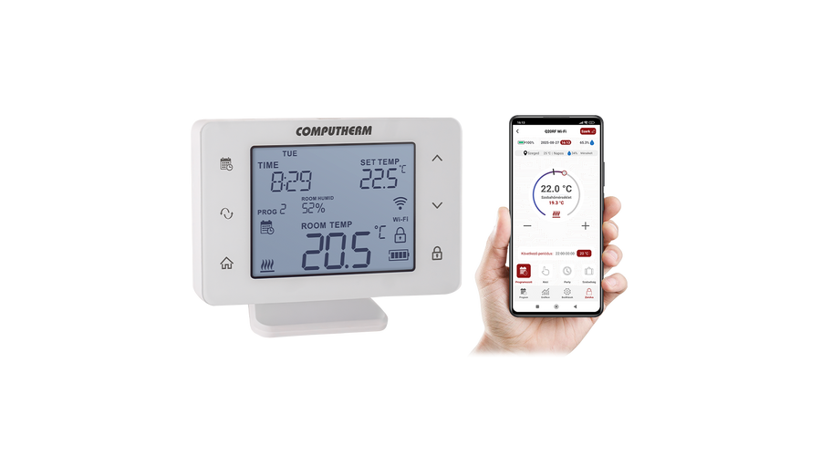 Image of COMPUTHERM Q20RF Wi-Fi (TX) digitális, programozható szobatermosztát (vevőegység nélkül)