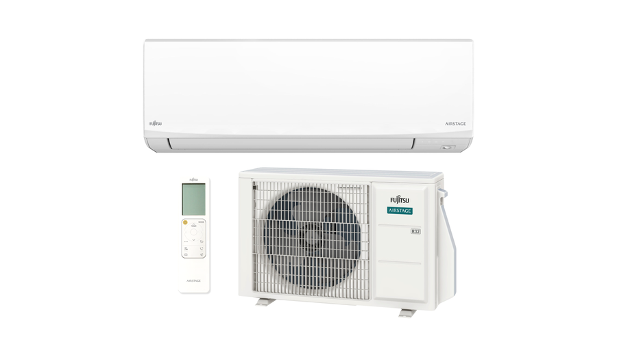 Image of Fujitsu AIRSTAGE ASEH12KJCAL/AOEH12KJCA oldalfali split klíma csomag 3,4 kW (fehér)