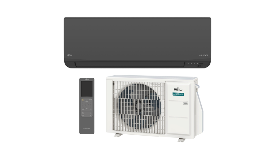 Image of Fujitsu AIRSTAGE ASEH09KJCALB/AOEH09KJCA oldalfali split klíma csomag 2,5 kW (fekete)