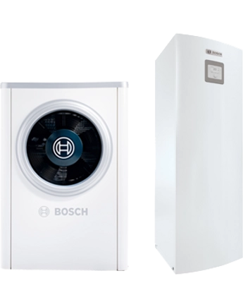 Bosch Compress 6000 AW-7+AWM S 5-9 Levegő-víz hőszivattyú 7 kW,  elektromos kiegészítő fűtéssel, solár