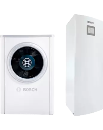 Bosch Compress 6000 AW-5+AWM 5-9 Levegő-víz hőszivattyú 5 kW,  elektromos kiegészítő fűtéssel