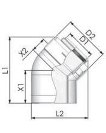 Tricox PPs/Alu könyök 110/160mm, 45°