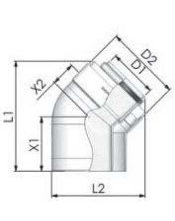 Tricox PPs/Alu könyök 80/125 mm, 45° (2db)