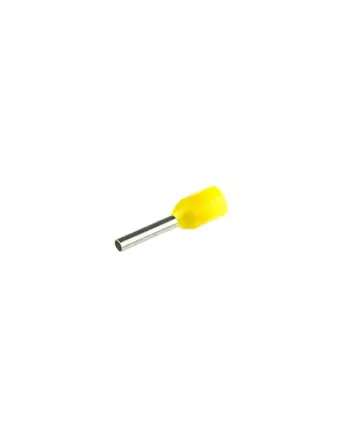 Szigetelt (PA6.6) érvéghüvely, ónozott elektrolitréz, sárga 1mm2, L=18,4mm