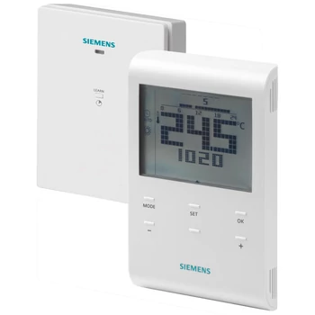 Siemens RDE100.1 RFS heti időprogramos vezeték nélküli szobatermosztát, vevőegységgel együtt