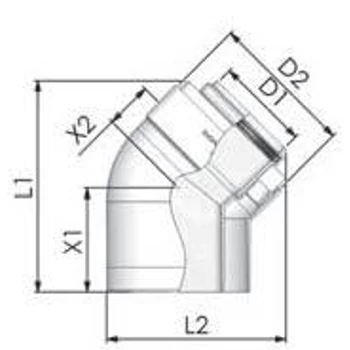 Tricox PPs/Alu könyök 80/125 mm, 45° (2db)