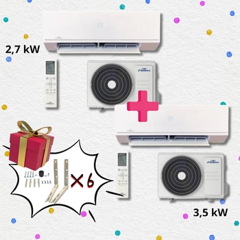 Fisher Comfort Plus FSAIF-CP-91AE3/FSOAIF-CP-91AE3 2,7 kW + FSAIF-CP-121AE3/FSOAIF-CP-121AE3 3,5 kW oldalfali split klíma csomag + AJÁNDÉK 1 KATRON SU-450 KLÍMATARTÓ KONZOL