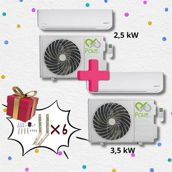 Polar Lite SIEH0025SDLA/SO1H0025SDLA 2,5 kW + SIEH0035SDLA/SO1H0035SDLA 3,5 kW oldalfali split klíma csomag + AJÁNDÉK 1 KATRON SU-450 KLÍMATARTÓ KONZOL