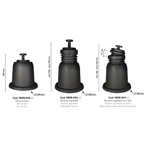 Klímatartó Láb Dönthető Rezgéscsillapító Gumibakkal (fehér 325 kg-ig) 100mm-130mm 9898-041-08