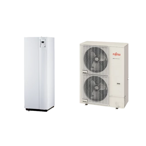 Fujitsu Waterstage SHPDUO 15 / 3F Super High Power (WGYK170DJ9 / WOYK150LJL) 3 fázisú osztott levegő-víz hőszivattyú HMV tartállyal 15 kW