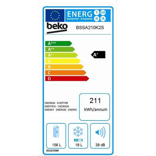 Beko BSSA210K2S beépíthető egyajtós hűtőszekrény fagyasztóval