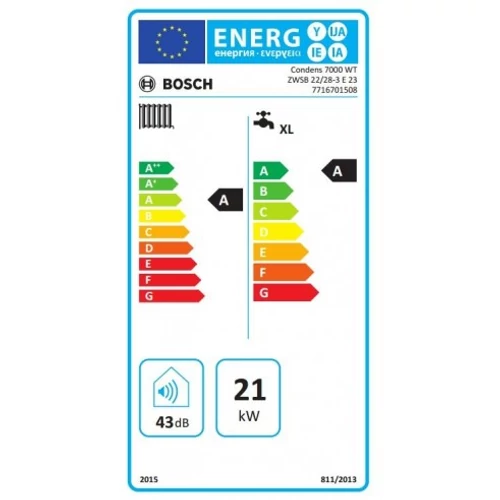 Bosch Condens 7000 WT ZWSB 22/28-3 E 23 TÁROLÓS  Kondenzációs fali gázkazán