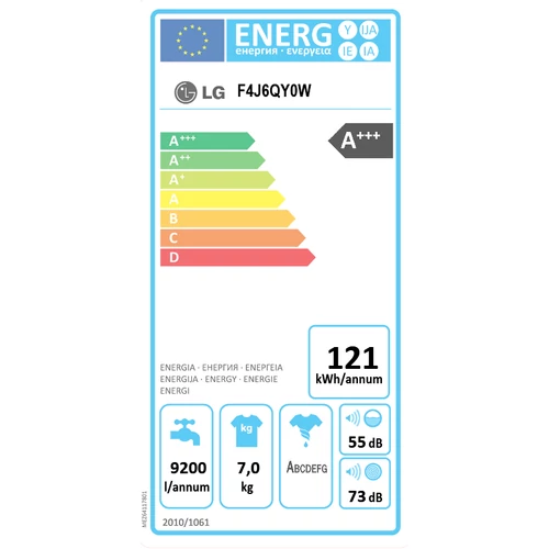LG F4J6QY0W szabadonálló elöltöltős mosógép 7kg