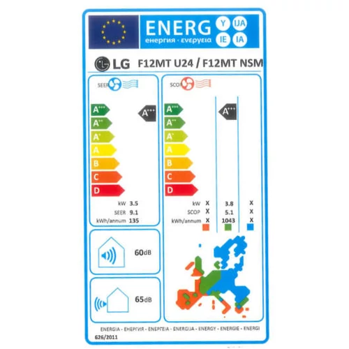 LG Athena F12MT oldalfali split klíma csomag 3,5 kW