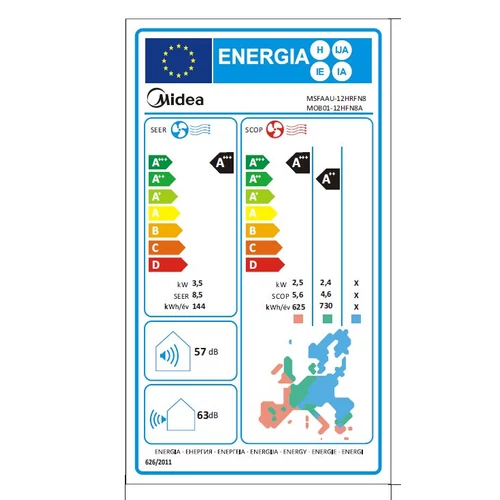 Midea Breezeless+ MSF3-12-SP inverteres split klíma csomag 3,5 kW