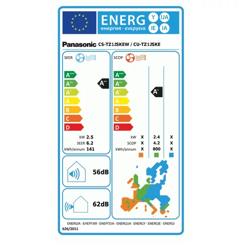 Panasonic TZ35TKE Inverter FEHÉR split klíma csomag 3,5 kW R410A hűtőközeg