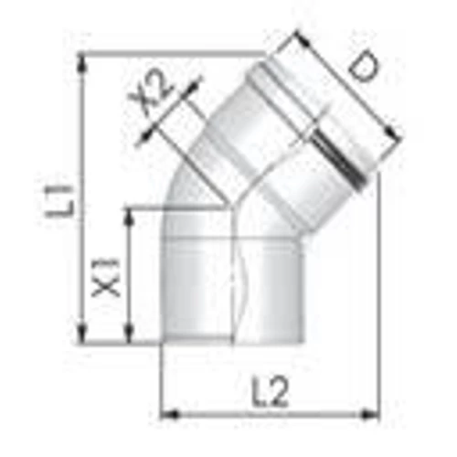 Tricox PPs könyök 80mm, 45°