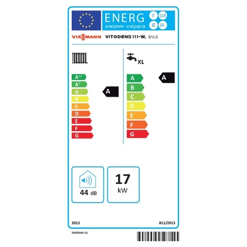 Viessmann Vitodens 111 W 19 kW kondenzációs fali gázkazán, beépített 46 L-es tárolóval