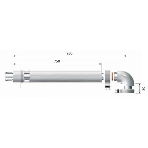 Ariston LAS B32-es elvezető készlet, alu/pp, Ø60/100 mm