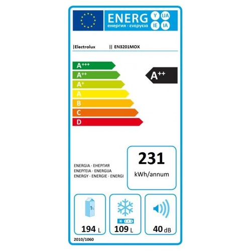 Electrolux EN3201MOX alulfagyasztós kombinált hűtőszekrény