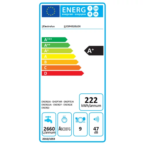 Electrolux ESF4520LOX szabadonálló 9 terítékes mosogatógép