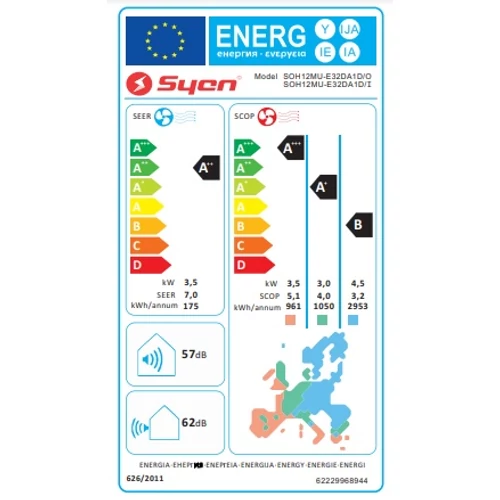 Syen Muse SOH12MU-E32DA1D2 split klíma csomag 3,5 kW