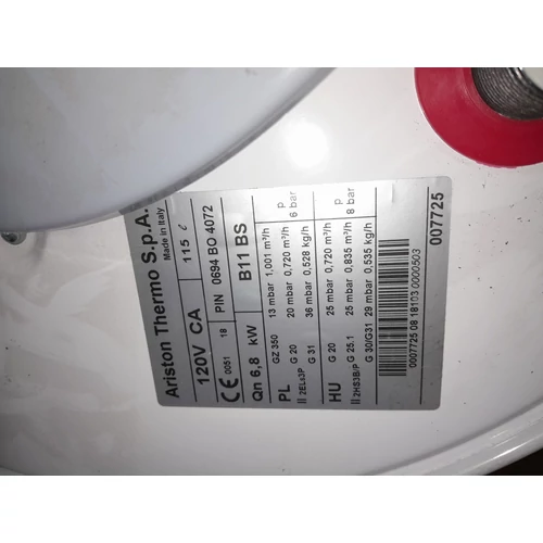 ARISTON V CA 120 FALI KÉMÉNYES GÁZBOJLER(OZTLET49)