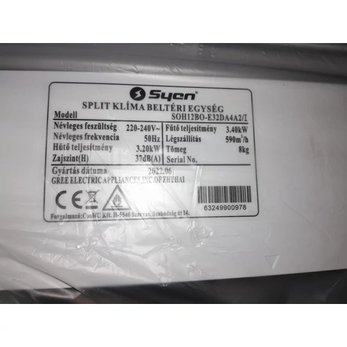 Syen Bora Plusz SMOH12BO-E32DA4A2/I multi beltéri egység 3,2 kW (OUTLET67)