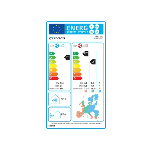 Sinclair Sky SIM-24BS3/SOM-24BS3 oldalfali split klíma csomag 7 kW